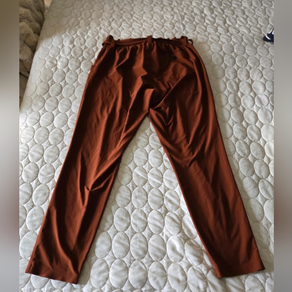 Athleta Pant 6 Rust Brown Skyline Belt Paperbag Travel Work Gorpcore Comfy Light - Picture 4 of 15